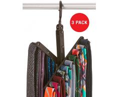 StorageMaid 3er Pack Krawatten & Gürtel Rack Zubehör Organizer - je 20 rutschfeste Kleiderhaken - 360 Grad drehbar - Aufbewahrungslösung für Krawatten und Gürtel - Hochglanz Schwarz