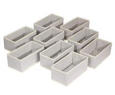 Diomell 090 Faltbare Stoff-Aufbewahrungsbox für Kleiderschrank, Kommode, Schublade, Organizer, Stoffkörbe, Behälter, Trennwand mit Schubladen für Kleidung, Unterwäsche, BHs, Socken, Dessous, Kleidung, 9 Stück, Grau
