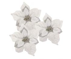 zorpia 12 Stück Glitzer Künstliche Hochzeit Weihnachten Blumen Glitzer Weihnachtsstern Christbaum Ornamente Silber