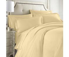 Clara Clark Bettwäsche-Set, 7-teilig, inkl. Spannbettlaken, Bettdecke, Kissenbezüge Split King Mellow Yellow