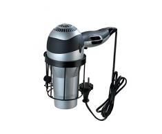 WENKO Haartrocknerhalter Classic Plus Black - Fönhalterung mit hochwertigem Rostschutz, Stahl, 12.5 x 10 x 12.5 cm, Schwarz