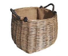 Red Hamper Weidenkorb, gewölbte Seiten, mit Futter aus Sackleinen, 40 x 40 x 40 cm, Rot