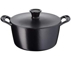 Tefal E2124614 Jamie Oliver by Cast Iron Stewpot 24cm Kochtopf, 24 cm, gusseisen, 4.7 liters, Schwarz