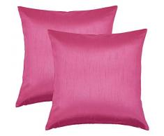 aiking Home Kunstseide Überwurf Kissen, Reißverschluss, Set von 2 26x 26 Hot Pink