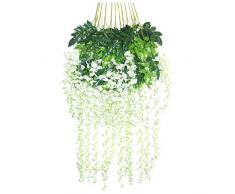 Passion Store Künstliche Blumen, Wisteria, Rattan, zum Aufhängen, für Garten, Hochzeit, Dekoration, 12 Stück weiß