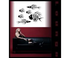INDIGOS 4052166037471 Wandtattoo w166 Skelett, Fische, Schwarm Wandaufkleber, 96 x 70 cm, silber