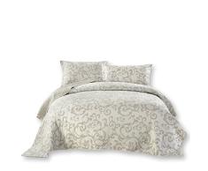 Dada Betten Elegantes Blumenmuster Luxe Couture dünn & leicht Quilt, Patchwork Tagesdecke Set – Weiß Print -, Polyester-Mischgewebe, weiß, King Size