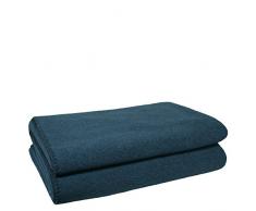 Soft-Fleece-Decke - Polarfleece-Decke mit Häkelstich - flauschige Kuscheldecke - 220x240 cm - 795 dark ocean - von zoeppritz since 1828