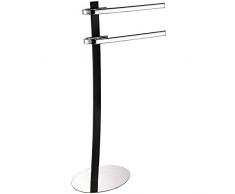 MSV Handtuchständer Handtuchhalter „Diamantino“ (LxBxH): ca. 41 x 23 x 89 cm Metall verchromt mit 2 Handtuchstangen