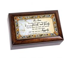 Cottage Garden Time to Enjoy The World Spieluhr, mit Schmucksteinen, bernsteinfarben