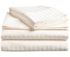 JB Leinen 650 Fadenzahl Hotel Qualität 100% Ägyptische Baumwolle Super Soft-Bettlaken-Set (wählen Sie Größe und Farben) Passform bis 30,5 cm Zoll Tiefe Matratze, Baumwolle, elfenbeinfarben, Twin