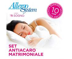 Allergosystem Set Milbendicht Sogno bestehend aus Matratzenschoner mit Reißverschluss für Doppelbett, 160 x 190 x 20 cm und 2 Kissenhüllen, 50 x 80 cm, Polyester
