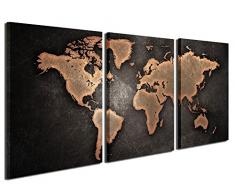 Gardenie Kunst Weltkarte Serie Leinwand Druck Wand Kunst Gemälde Modernes Wandtattoo Kunstwerke Bilder für Zimmer Dekoration 16 x 24 inch Braun