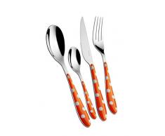 Casa Bugatti BUGATTI BESTECK 24 TEILIG SET EDELSTAHL 18/10 (DE) POIS DECOR SHOT SHOTS ORANGE, SECHS STELLEN