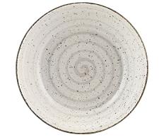 H&H Giotto Salatschüssel, Keramik, handbemalt, Weiß/Grau, 25 cm