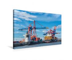 Premium Textil-Leinwand 75 x 50 cm Quer-Format Containerentladung am Eurogate | Wandbild, HD-Bild auf Keilrahmen, Fertigbild auf hochwertigem Vlies, Leinwanddruck von Gabriele Krug