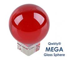 Qwirly Mega-Glaskugel mit Kristallständer für Wohnzimmer, Küche, Schlafzimmer oder Außenbereich, dekorativ, bunt, große Glaskugel, ideal als Foto-Requisite oder Party-Dekorationen, 8,4 cm Glaskugel rot