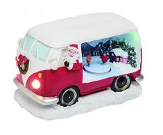 Transpac Weihnachtsfigur, Weihnachtsmann, beleuchtet, 9 x 6 cm, Kunstharz, Rot