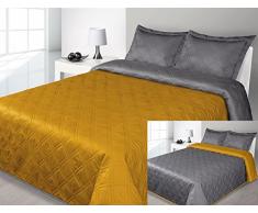 DecoKing Tagesdecke Bettüberwurf Nova exklusiv 100% Baumwolle zweiseitig orange+Stahl 170x210 + Kissenbezug 50x70