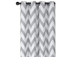 Regal Home Collections Designer Chic Chevron Verdunkeln Energiesparend Thermo-Tülle Top Vorhang Platten mit Bonus Raffhaltern, Verschiedene Farben & Größen Modern 95 in. Long Pair Grau