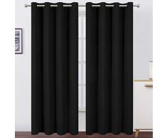 LEMOMO Verdunklungsvorhänge Thermo-Isolierende Vorhänge für Wohnzimmer und Schlafzimmer schwarz Set von 2 Vorhängen, Polyester, Schwarz, 52 x 84 inch