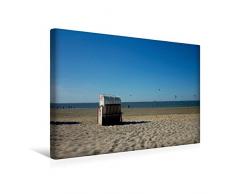 Premium Textil-Leinwand 45 x 30 cm Quer-Format Strandkorb an der Nordsee | Wandbild, HD-Bild auf Keilrahmen, Fertigbild auf hochwertigem Vlies, Leinwanddruck von kattobello