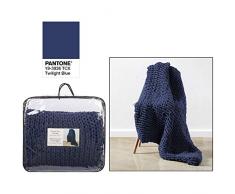 CTG Strickdecke mit Armstrickmuster, weich, gewebt, 101,6 x 198 cm, Marineblau