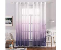 MIULEE Vorhang aus Leinen, transparent, mit Ösen, halbdurchsichtig, Ombre-Farbverlauf, für Schlafzimmer, Wohnzimmer W54xL84 violett