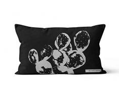 Soleil docre Kaktus, silberfarben, Kissenbezug, Baumwolle, Schwarz, 32 x 50 cm