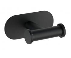 WENKO Turbo-Loc Wandhaken Duo Orea Black Matt, Befestigen ohne bohren, Doppelhaken für griffbereite Aufbewahrung von Handtüchern, hochwertiger rostfreier Edelstahl, Schwarz matt, 10 x 4,5 x 6,5 cm