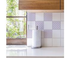 Plage 6 Fliesen Sticker Fiore Mauve, Vinyl, Violett, 15 x 0.1 x 15 cm