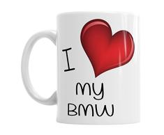 Gift Original I Love My BMW Kaffeetasse für heiße Schokolade, Geburtstag, Büro, Auto, Valentinstag