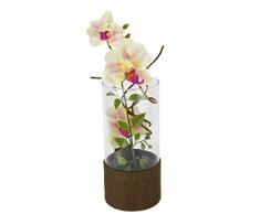 Flair Flower Künstliche Orchidee Phalaenopsis im Glas Kunstblume künstliche gefälschte naturgetreue Seidenblumen Kunstpflanze Dekopflanze Dekoblume Blumentöpfe Blumenarrangements 35 cm