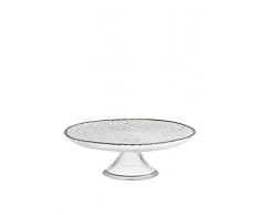 Excelsa Platinum Etagere Tortenplatte, Glas, transparent/Rand Silber, 28 x 28 x 26 cm
