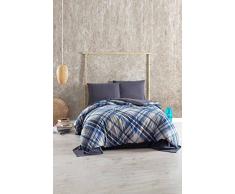 Eponj Home Bettwäsche-Set für Doppelbett 200 x 220 cm Blu Grigio Bianco