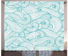 ambesonne Home Decor Kollektion, Collage Tropic Summer Sandy Beach Ruhige Friedliche Serene Entspannende Bilder Coastal Thema, Fenster Behandlungen, Wohnzimmer Schlafzimmer Vorhang 2 Platten Set, creme blau, Textil, Multi 8, 108W x 90L