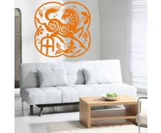 INDIGOS 4052166082846 Wandtattoo w466 Tierzeichen Pferd Wandaufkleber, 96 x 94 cm, orange