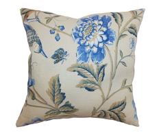 Der Kopfkissen Kollektion Regina Kissenbezug mit Blumenmuster grün, blau