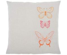 Vervaco Stickpackung für Stickkissen vorgedruckt Klassische Stickerei, Baumwolle, weiß, 40 x 40 x 0,3 cm