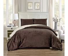 GrandLinen Schmusetuch aus Micromink mit besonders weicher Sherpa Borrego-Rückseite, Braun Warme schwere Bettwäsche Twin braun