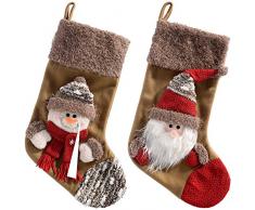 WeRChristmas Weihnachtsmann und Schneemann-Weihnachtsstrumpf/-Dekoration, braun, 2 Stück
