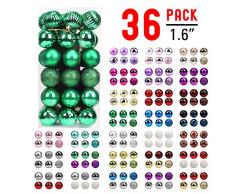 walsport Christbaumkugeln für Weihnachtsbaum, 36 Karat Kunststoff, bruchsicher, bunt, glitzernd, Weihnachtsdekoration 4,6 cm grün