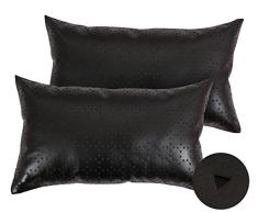 Deconovo Dekorativer Kissenbezug, dreieckig, perforiertes Muster, luxuriös, massives Kunstleder, Kissenbezug für Bett, 45,7 x 30,5 cm, Schwarz