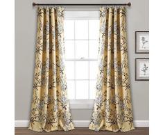 Lush Decor Botanischer Garten Vorhänge Blumen-Vogeldruck Raum Verdunklung Fenster Panel Set für Wohnzimmer 84 x 52 Panel Pair gelb