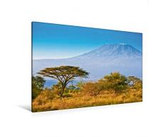 Calvendo Premium Textil-Leinwand 120 cm x 80 cm quer, Kilimandscharo bei Sonnenaufgang | Wandbild, Bild auf Keilrahmen, Fertigbild auf echter Leinwand. - EIN Land wie Afrika Natur Natur