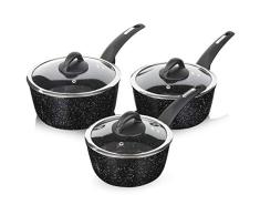 Tower T81212BK Kochtopf-Set, aluminium, Schwarz