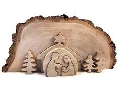 Dolfi Weihnachtskrippe aus natürlichem Birkenholz, handgeschnitzt, 33 x 19 cm