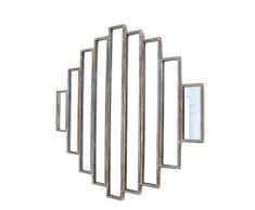 Benjara Wandspiegel aus Holz, mit Mehreren gerahmten Skulpturen, silberfarben