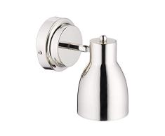 Relaxdays Wandlampe Nickel, 1-flammig, verstellbar, E14, Wandleuchte innen, Stahl Schirm 9,5 cm Ø, 16,5 cm groß, Silber, Standard