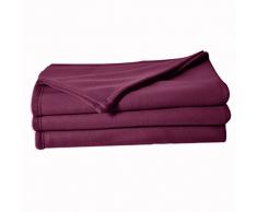 Poyet Motte poleco Fleecedecke Polyester Pflaume, Polyester, dunkelviolett, 240 x 220 cm